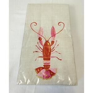 NWT Molly Rex Lobster Beige Linen 3 Ply Decorative Guest Towel 13x15.75